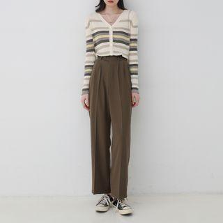 Striped Cardigan / Wide-leg Pants