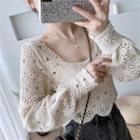 Long-sleeve Crochet Crop Top
