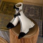 Faux Pearl Ribbon Chunky-heel Short Boots
