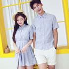 Couple Matching Stripe Short-sleeve Shirt / Shirtdress