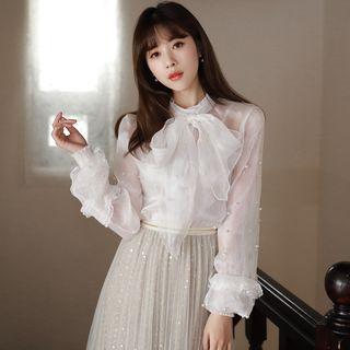 Chiffon Knot Front Shirt White - One Size