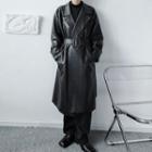 Faux Leather Belted Coat