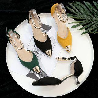 Metal Tip Pointed Toe High Heel Pumps