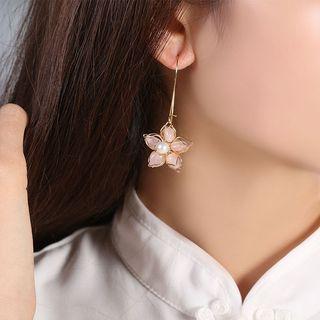 Faux Pearl Faux Crystal Flower Dangle Earring 1 Pair - Pink - One Size