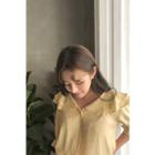 Ruffled-capelet Frilled-sleeve Blouse
