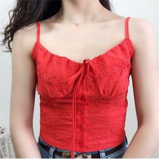 Eyelet Lace Slim-fit Sleeveless Top