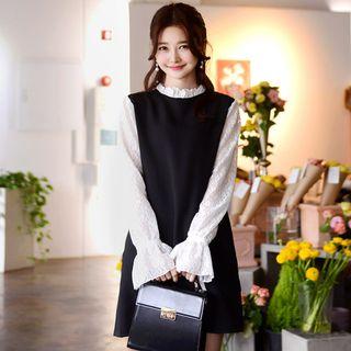 Lace-sleeve Mini Shift Dress