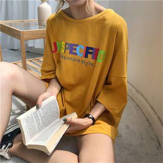 3/4-sleeve Lettering Oversized Top