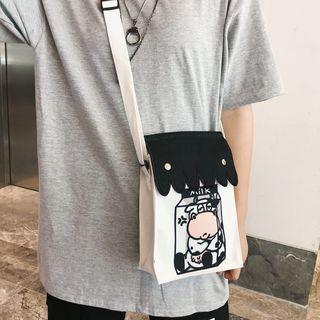 Milk Cow Print Canvas Crossbody Bag