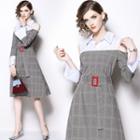 Cold Shoulder Plaid Long-sleeve A-line Dress