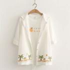 Print Button-up Hooded Jacket / Short-sleeve T-shirt