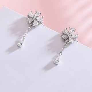 Rhinestone Flower Drop Earring 1 Pair - Es671-2 - One Size