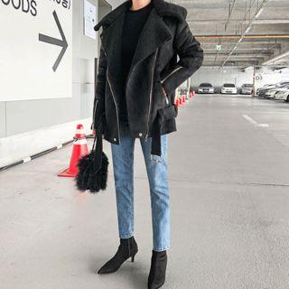 Belted Faux-shearing Jacket