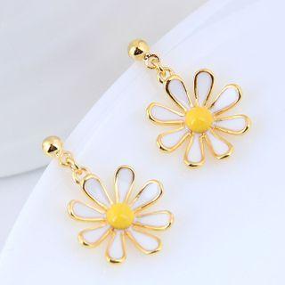 Glaze Flower Dangle Earring 1 Pair - Yellow - One Size