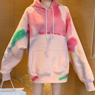Oversized Tie-dye Hoodie Pink - One Size