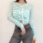 Shirred Crop Cardigan