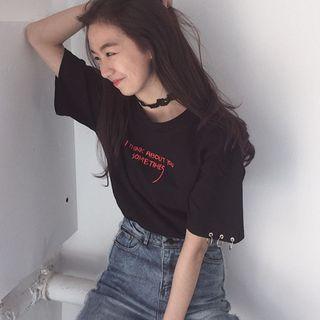Ring Accent Embroidered T-shirt