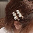 Faux Pearl Hair Clip 1 Pair - Gold - One Size