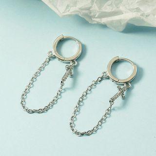Chained Cross Alloy Dangle Earring 1 Pair - Silver - One Size