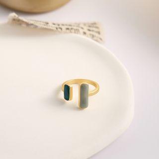 Sterling Silver Two-tone Open Ring Green & Gold - One Size