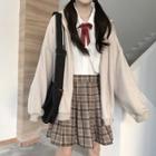 Long-sleeve Plain Shirt (with Tie) / Plain Hooded Jacket