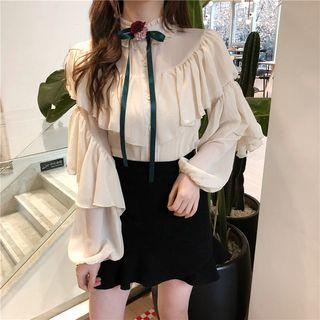 Ruffle Collar Shirt Almond - One Size