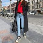 Single-breasted Flap-front Coat Black - One Size
