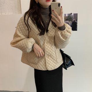 V-neck Button Jacket Off White - One Size