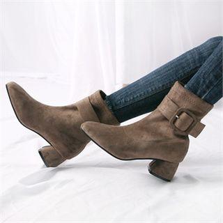 Block-heel Faux-fur Lined Short Boots