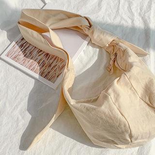 Zipped Canvas Hobo Bag Oatmeal - One Size