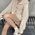 Hooded Cable-knit Cardigan Milky White - One Size