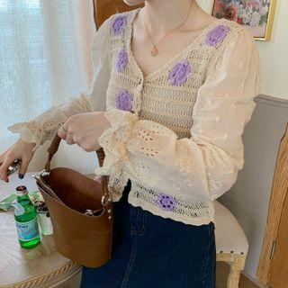 Flower Embroidered Corchet Lace Blouse