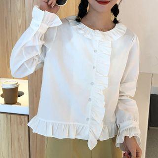 Ruffled Blouse White - One Size
