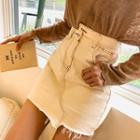 Stitched Asymmetric A-line Miniskirt