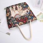 Elephant Embroidered Tote Bag Black & Red & Beige - 40cm X 46cm