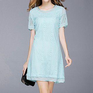 Short Sleeve Lace T-shirt Dress