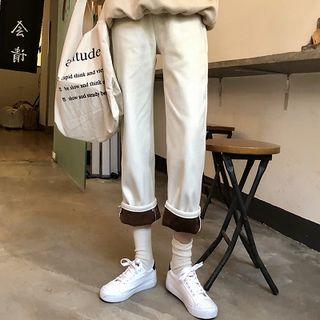 Fleece-lined Straight Cut Pants