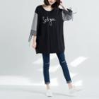 Striped Panel 3/4 Sleeve Long Pullover