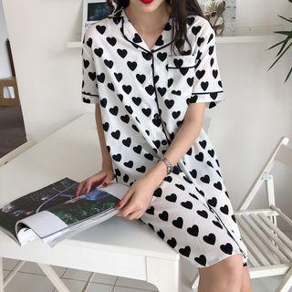 Heart Print Short-sleeve Nightdress