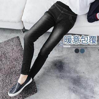 Fleece Lined Distressed Skinny Jeans