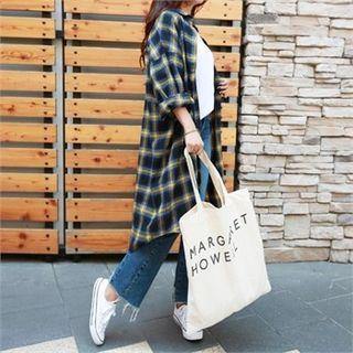 Pocket-front Long Plaid Shirt
