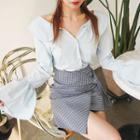 Peter Pan-collar Ruffle-cuff Blouse