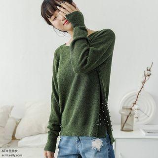 Faux-pearl Knit Sweater