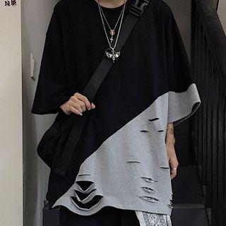 Distressed Color Panel T-shirt