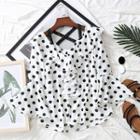 Long-sleeve Dotted Ruffled Shirt