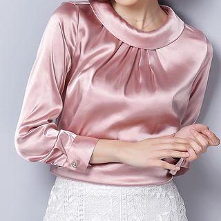 Plain Crew-neck Blouse