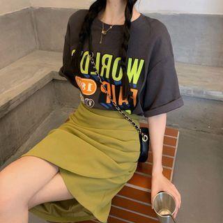 Short-sleeve Print T-shirt / A-line Skirt / Set