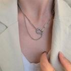 Layered Chain Horseshoe Necklace 1pc - Silver - One Size