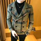 Plaid Notch-lapel Double-breasted Coat
