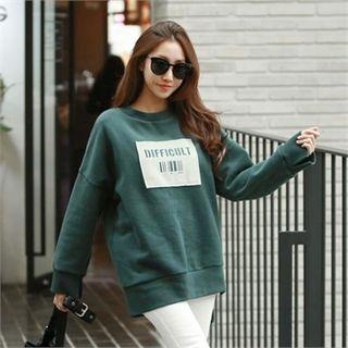 Asymmetric-hem Lettering-patch Sweatshirt